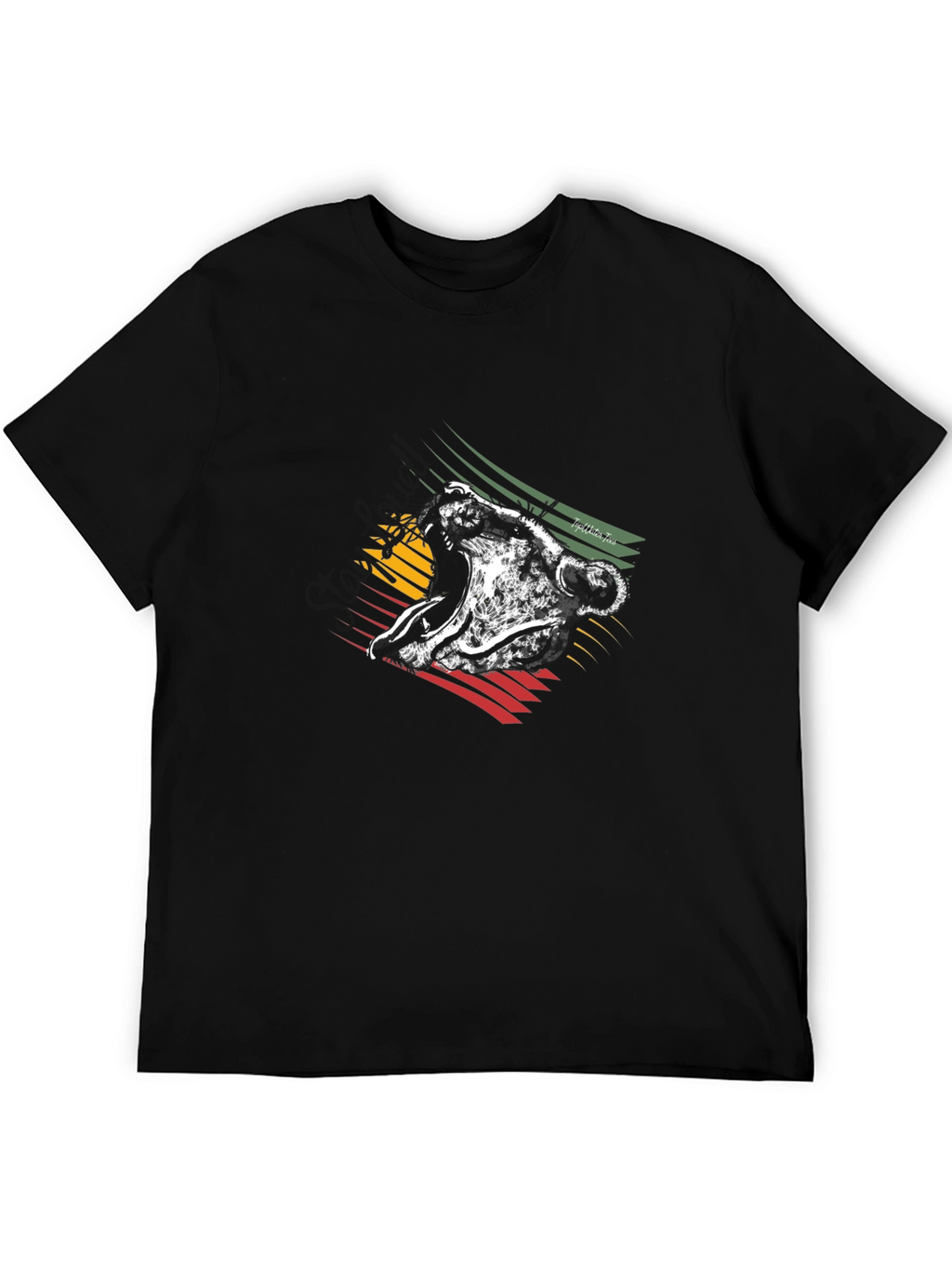 Rasta Lion Graphic Tee - Black Cotton T-Shirt