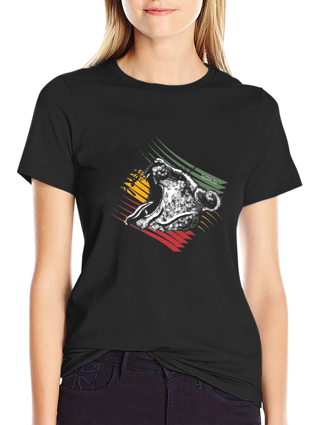 Rasta Lion Graphic Tee - Black Cotton T-Shirt