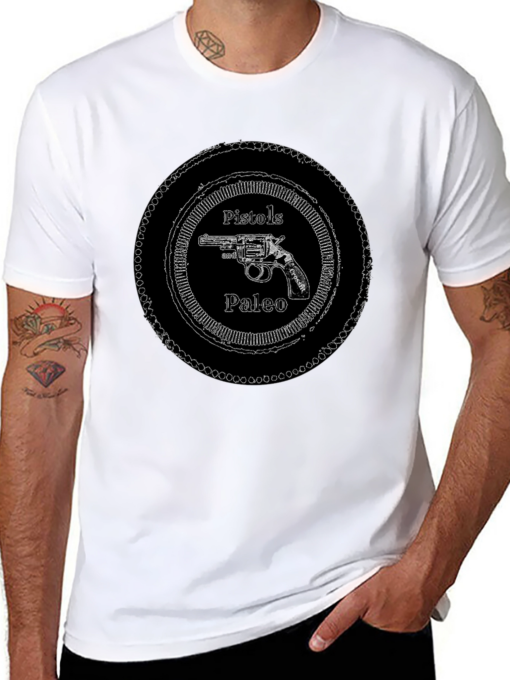 Pistols Paleo Graphic T-Shirt - Black Crew Neck
