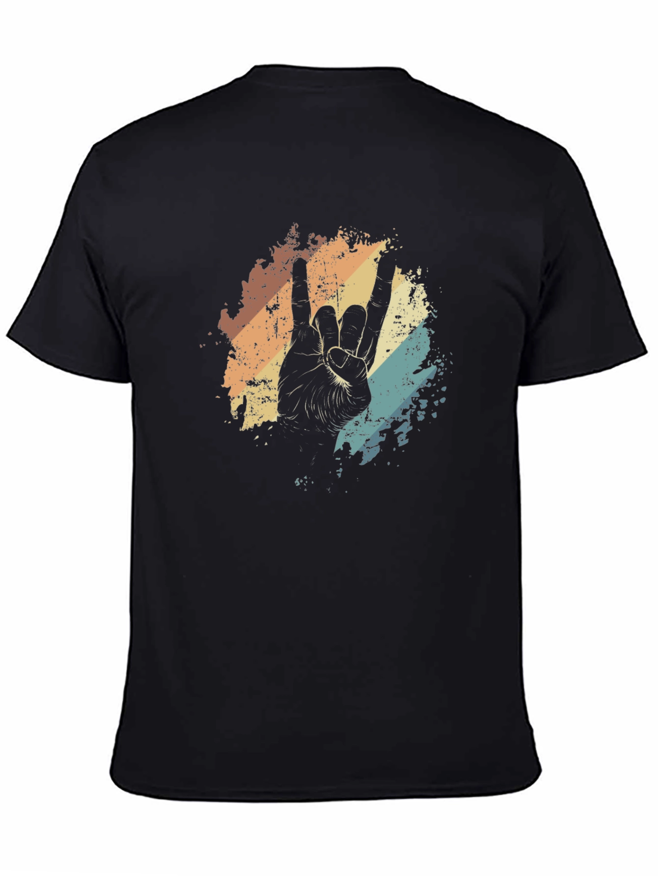 Rock On Vintage Style Graphic Tee - Black Cotton