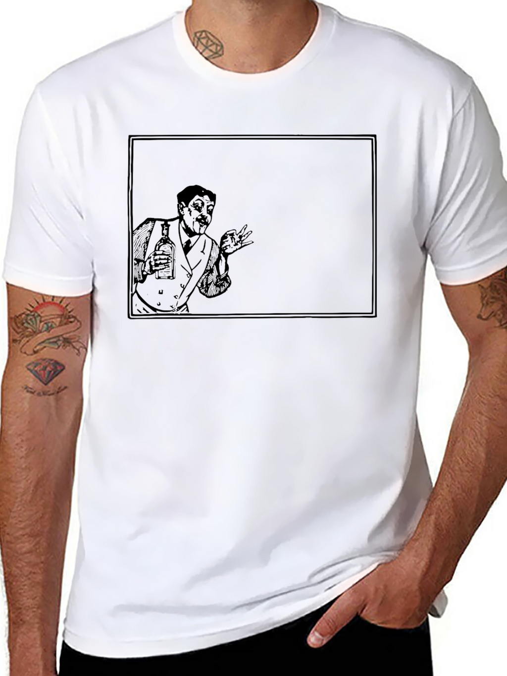 Retro Cartoon Bartender Black T-Shirt