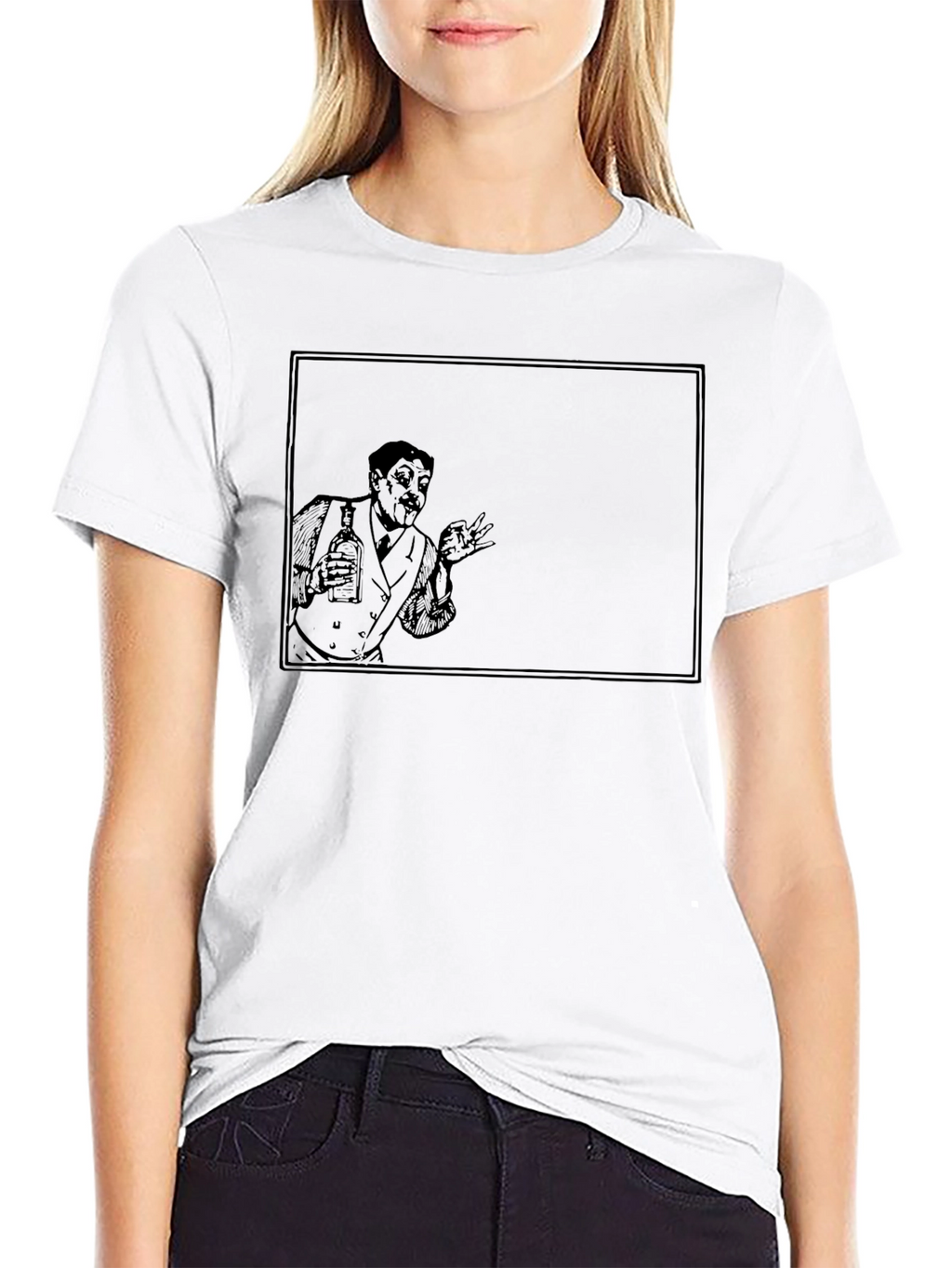 Retro Cartoon Bartender Black T-Shirt