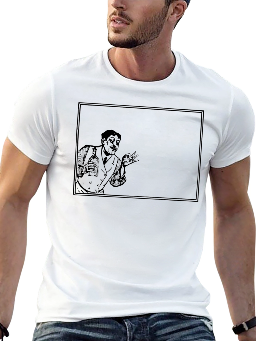 Retro Cartoon Bartender Black T-Shirt