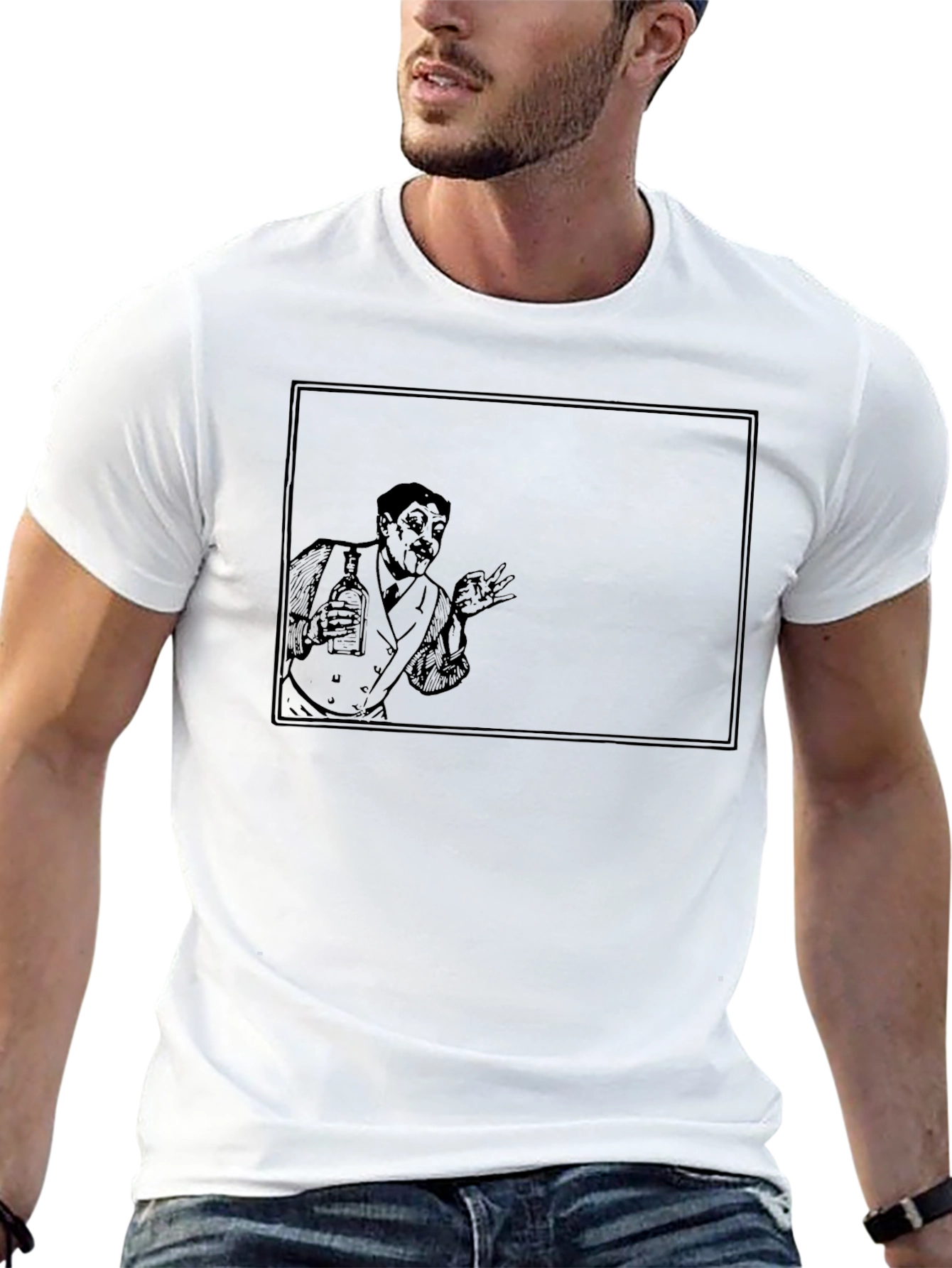 Retro Cartoon Bartender Black T-Shirt