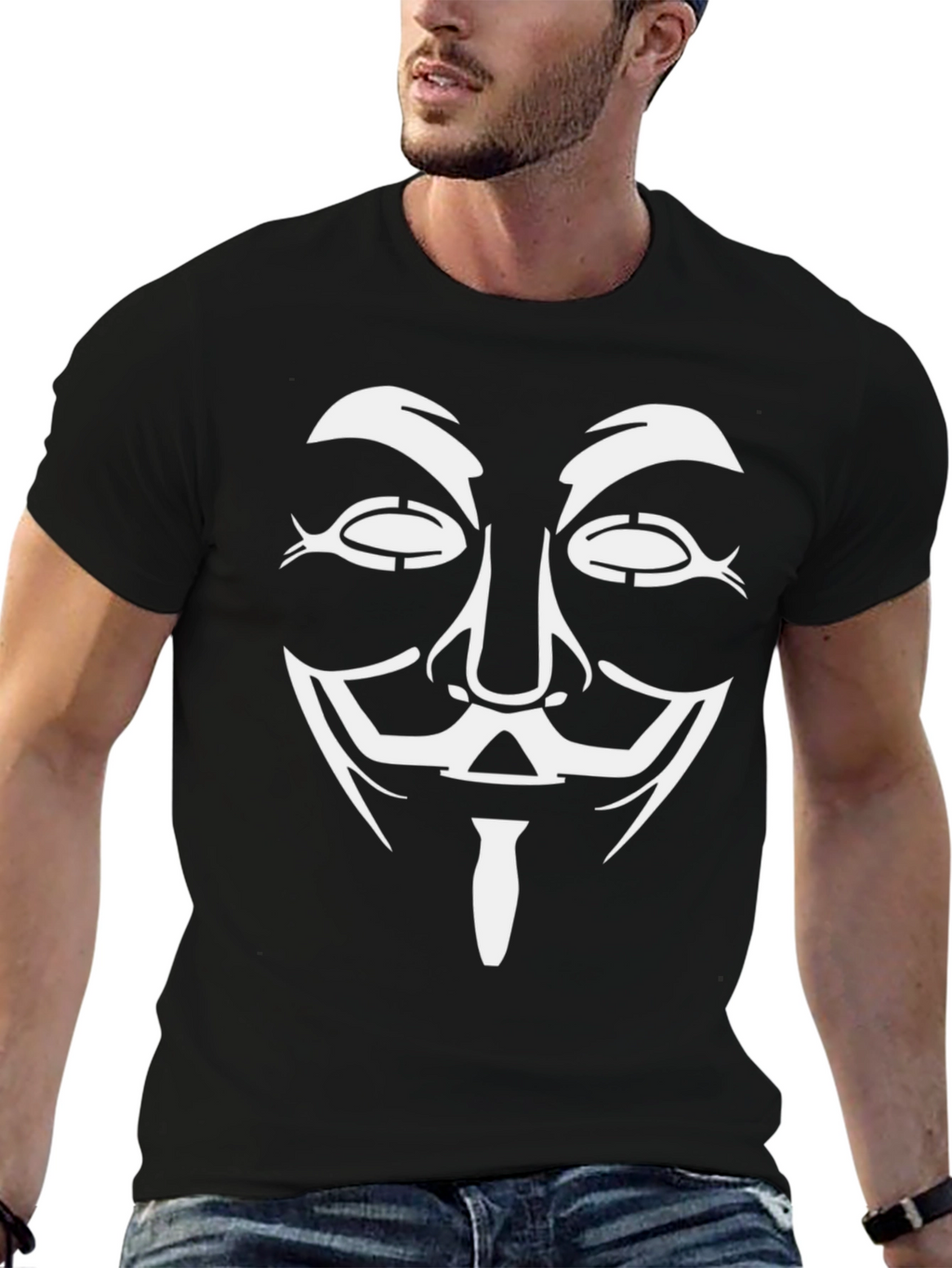 Anonymous Mask Graphic Black T-Shirt