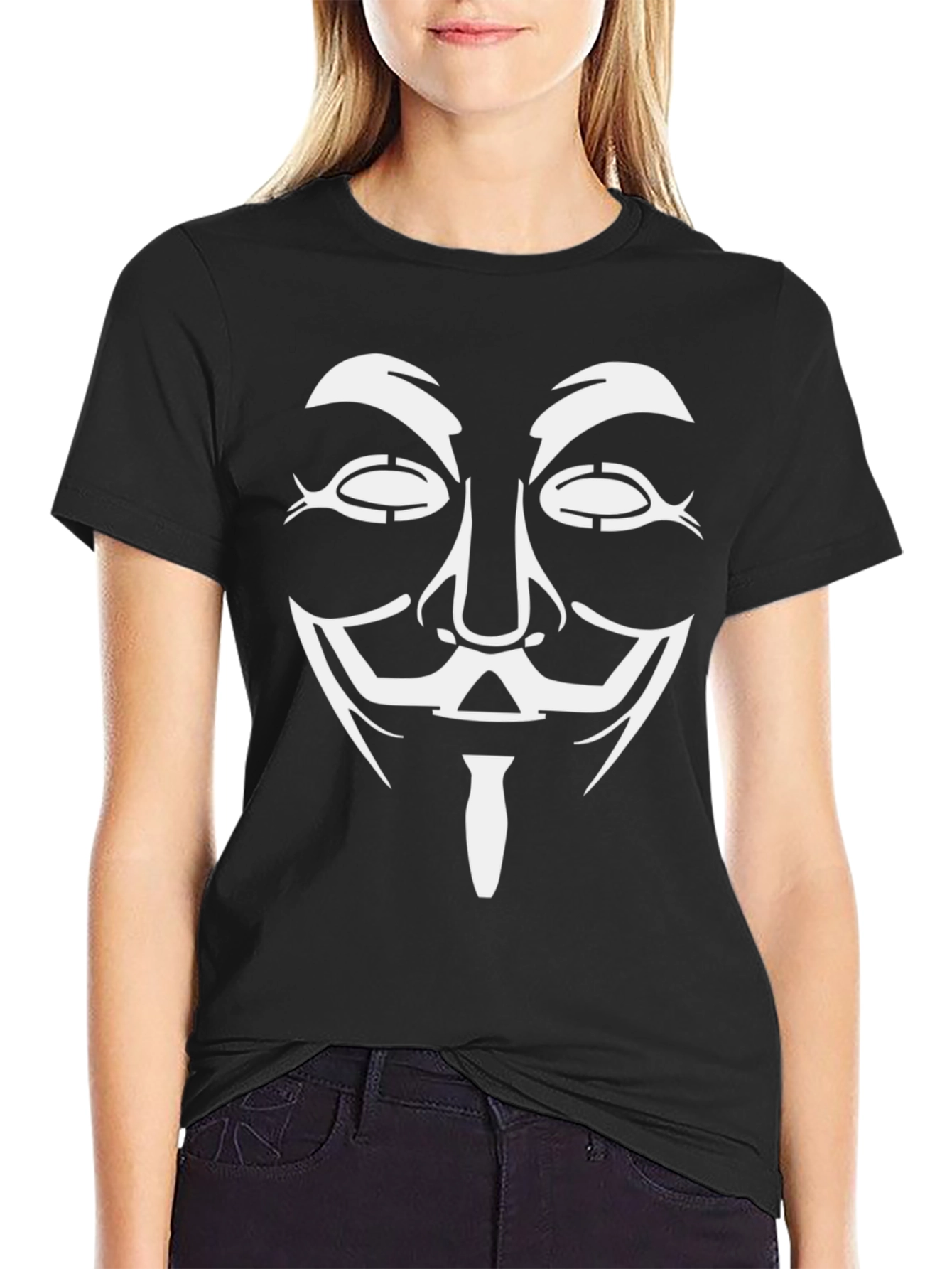 Anonymous Mask Graphic Black T-Shirt