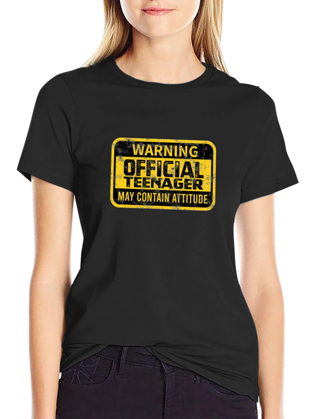 Warning Official Teenager Black Graphic T-Shirt