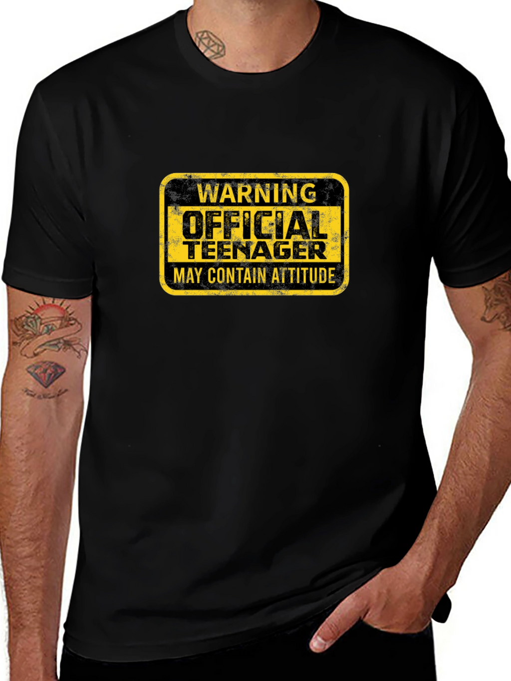Warning Official Teenager Black Graphic T-Shirt