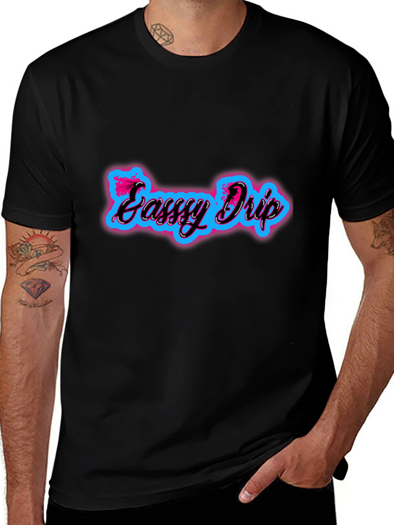 Sassy Drip Black Tee - Neon Style