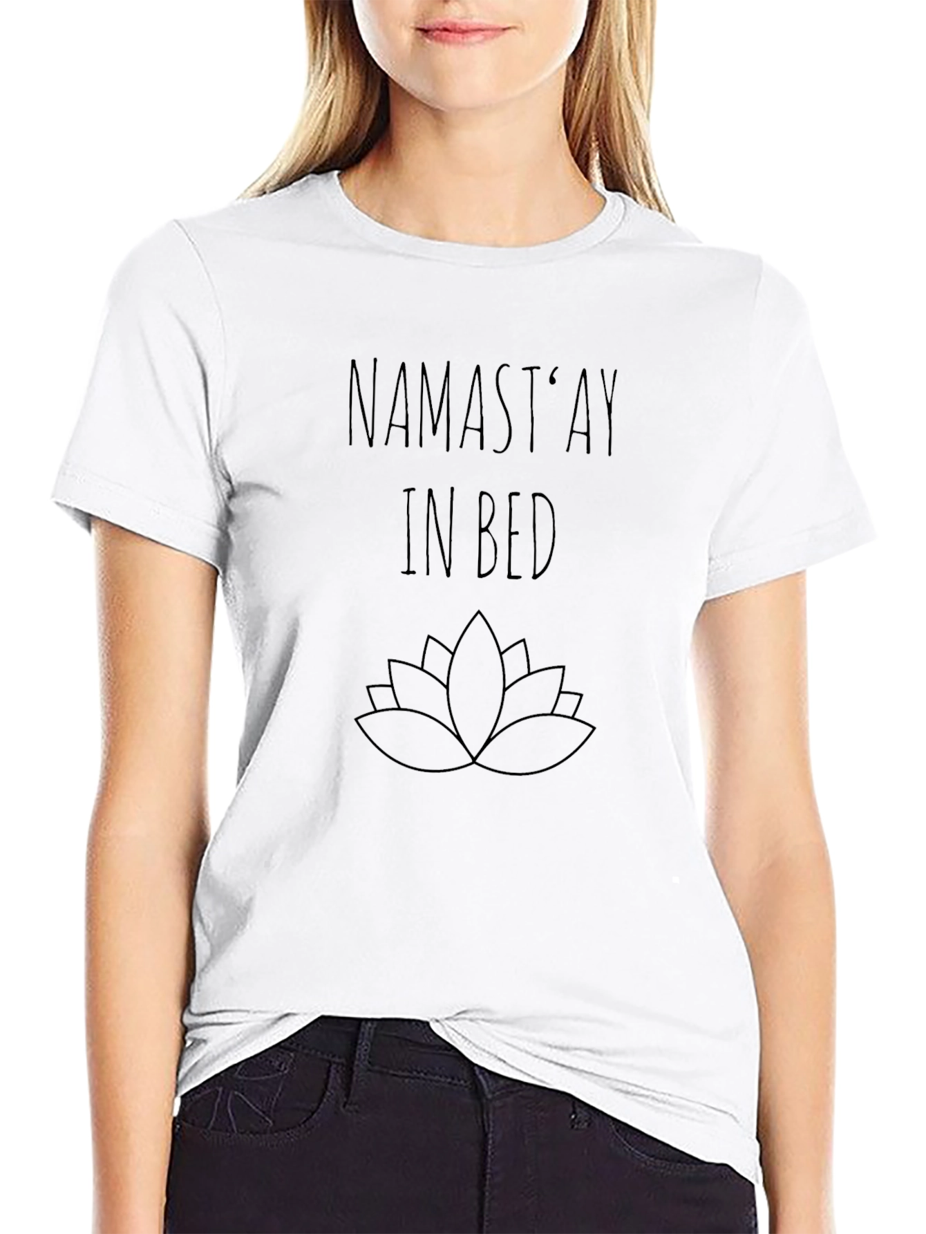 Namastay in Bed T-Shirt - Relaxed Fit Lotus Design