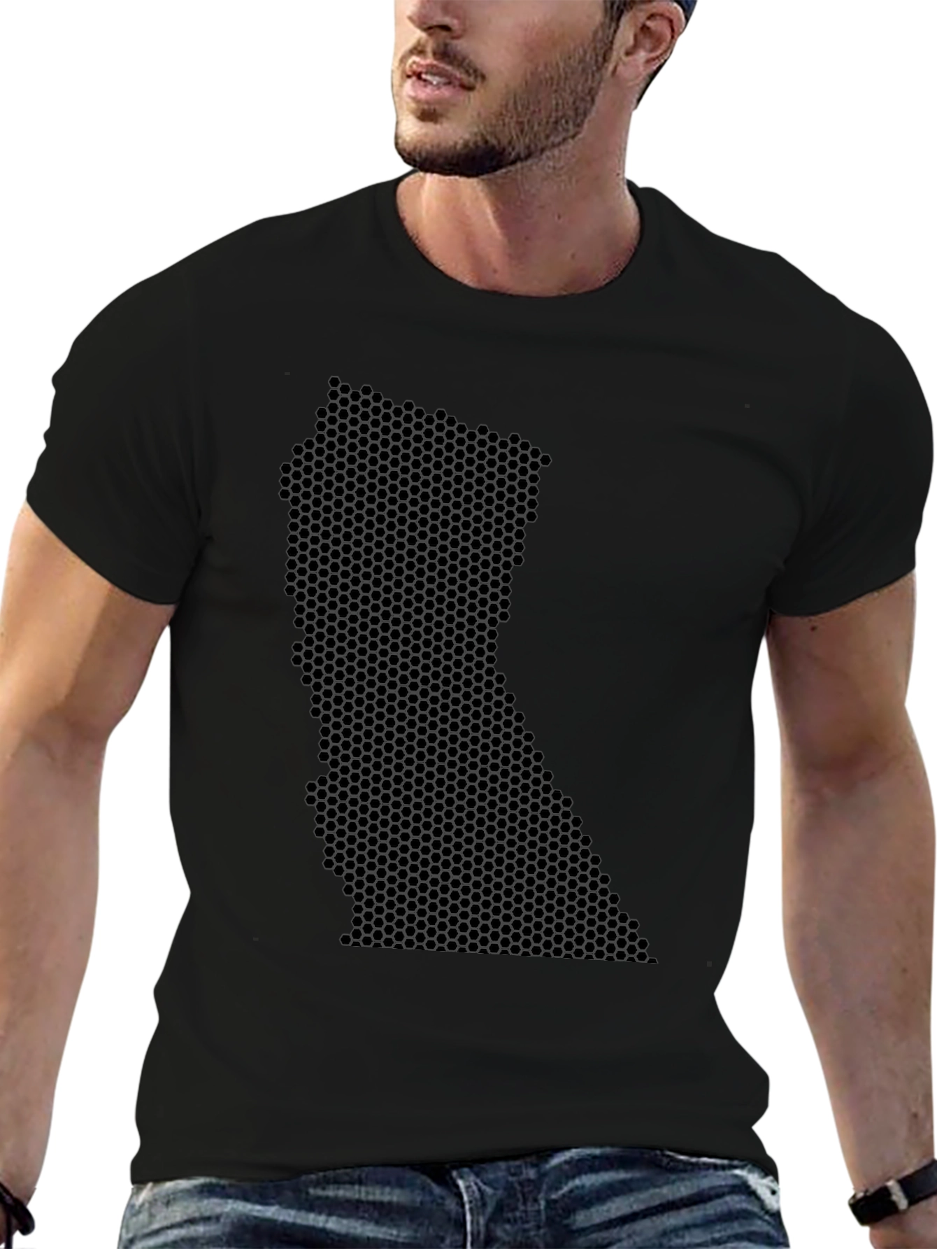 Honeycomb State Graphic Black T-Shirt