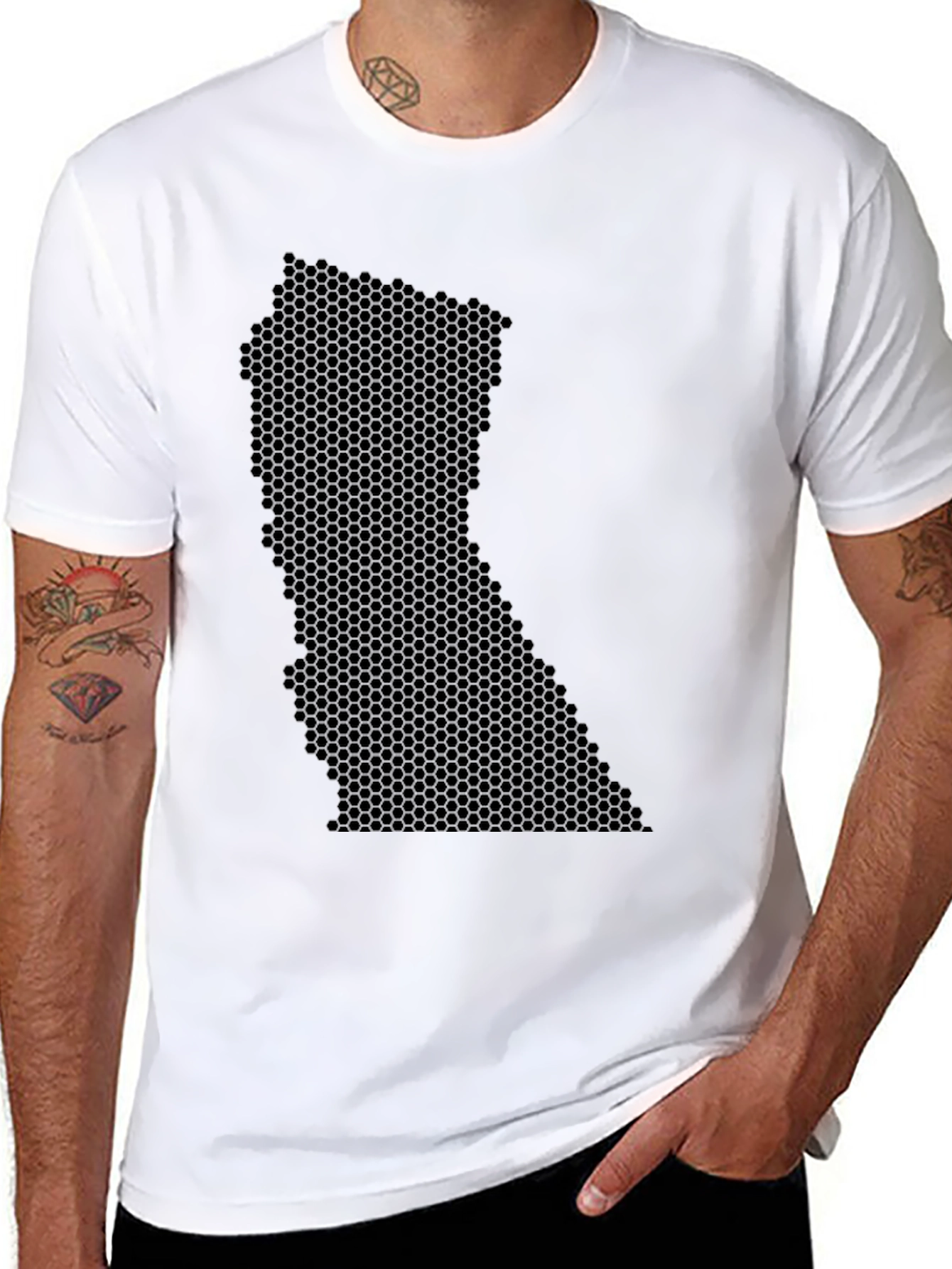 Honeycomb State Graphic Black T-Shirt