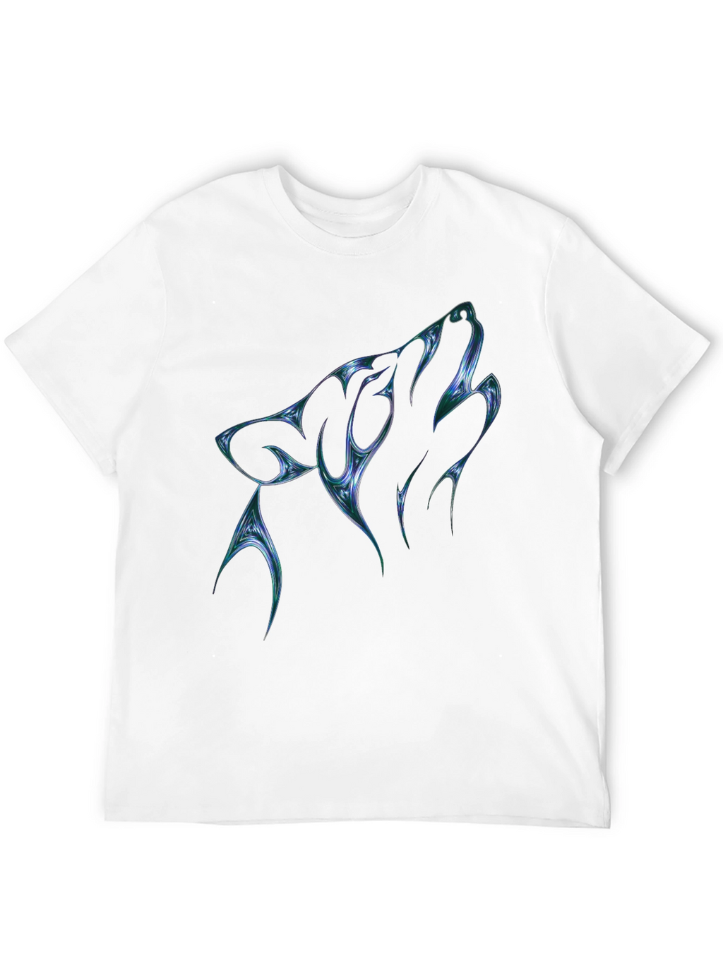 Mens Black T-Shirt with Abstract Wolf Graphic