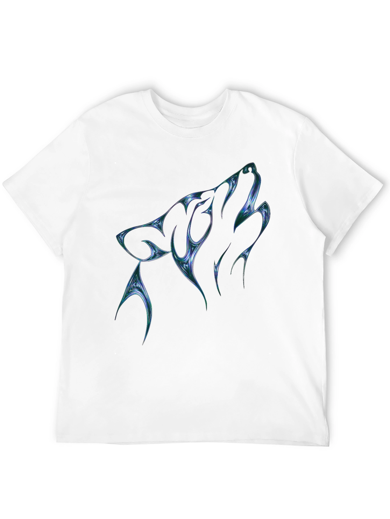 Mens Black T-Shirt with Abstract Wolf Graphic