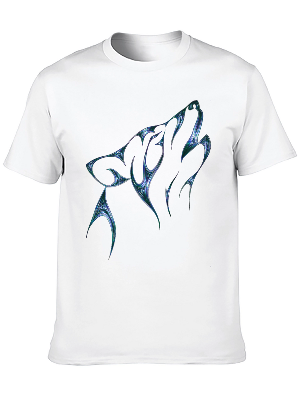 Mens Black T-Shirt with Abstract Wolf Graphic
