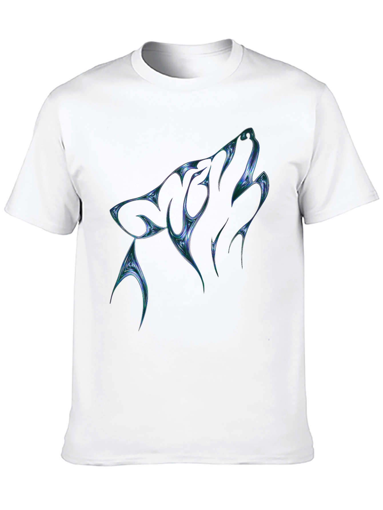 Mens Black T-Shirt with Abstract Wolf Graphic