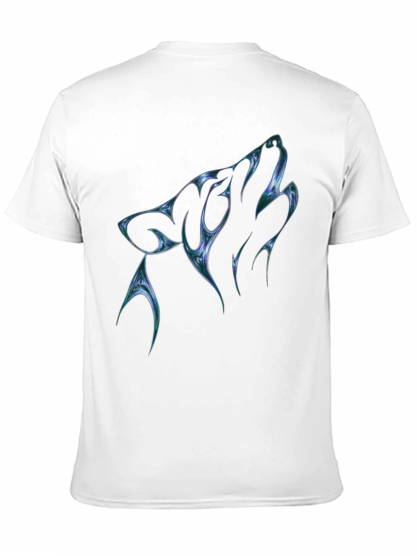 Mens Black T-Shirt with Abstract Wolf Graphic