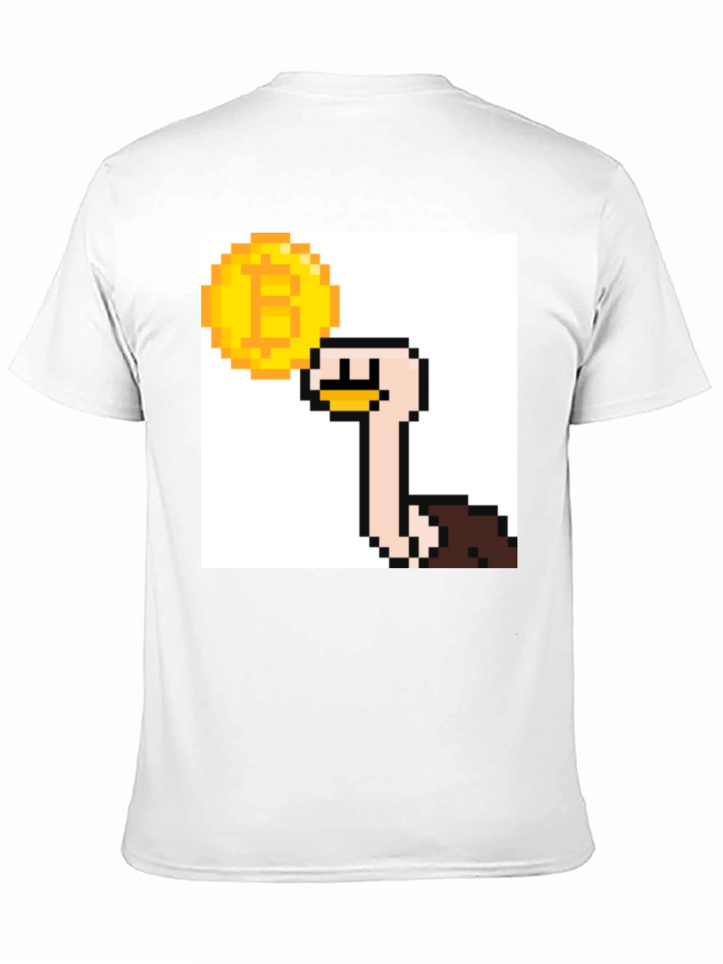 Bitcoin Ostrich Pixel Art Black T-Shirt
