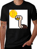 Bitcoin Ostrich Pixel Art Black T-Shirt