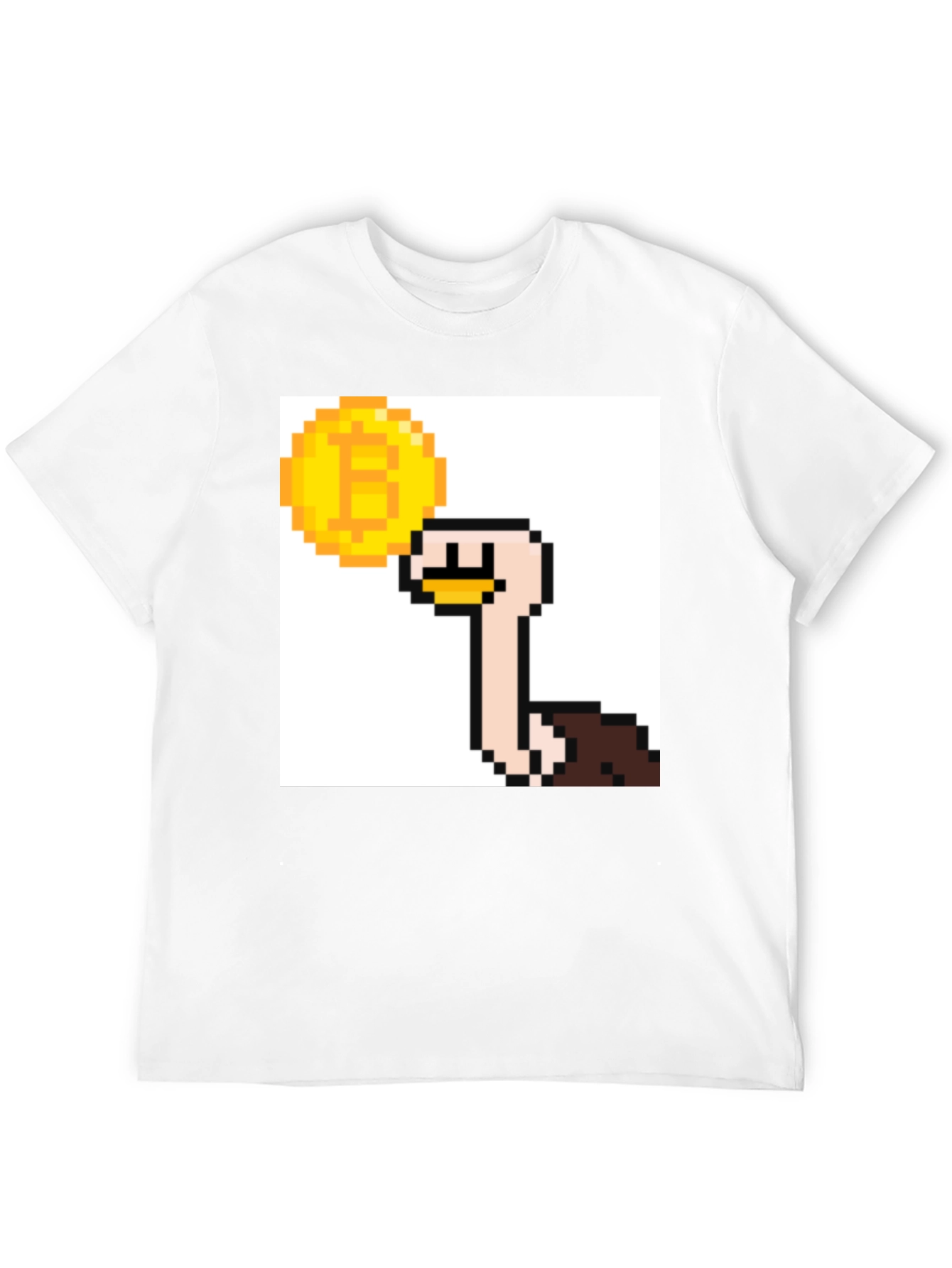 Bitcoin Ostrich Pixel Art Black T-Shirt