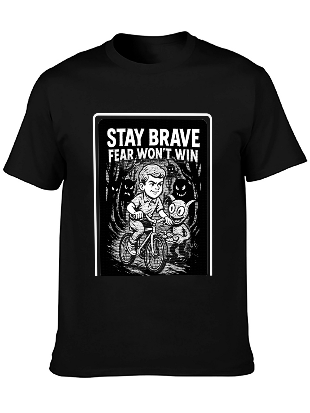 Stay Brave Graphic Black T-Shirt