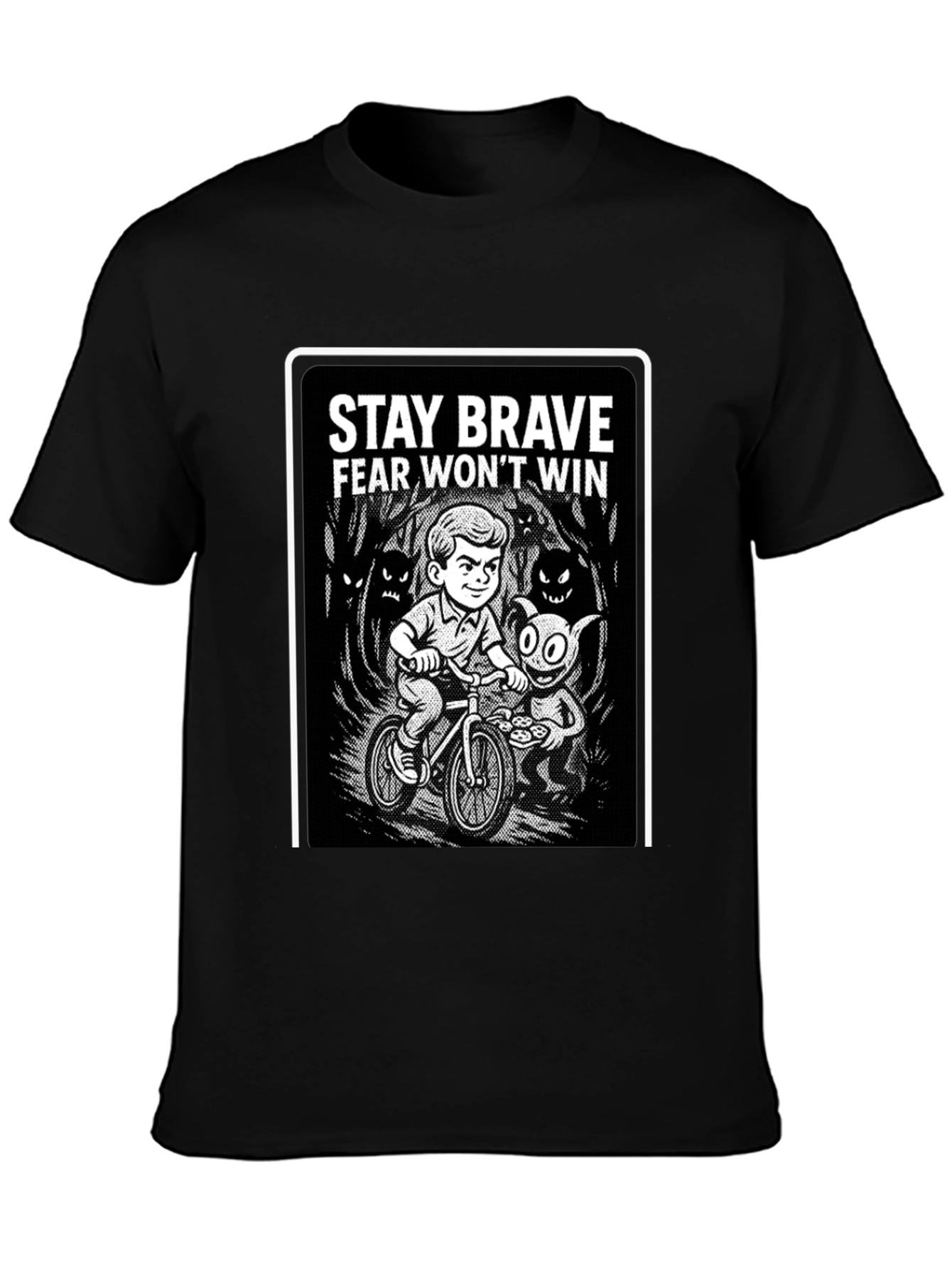 Stay Brave Graphic Black T-Shirt