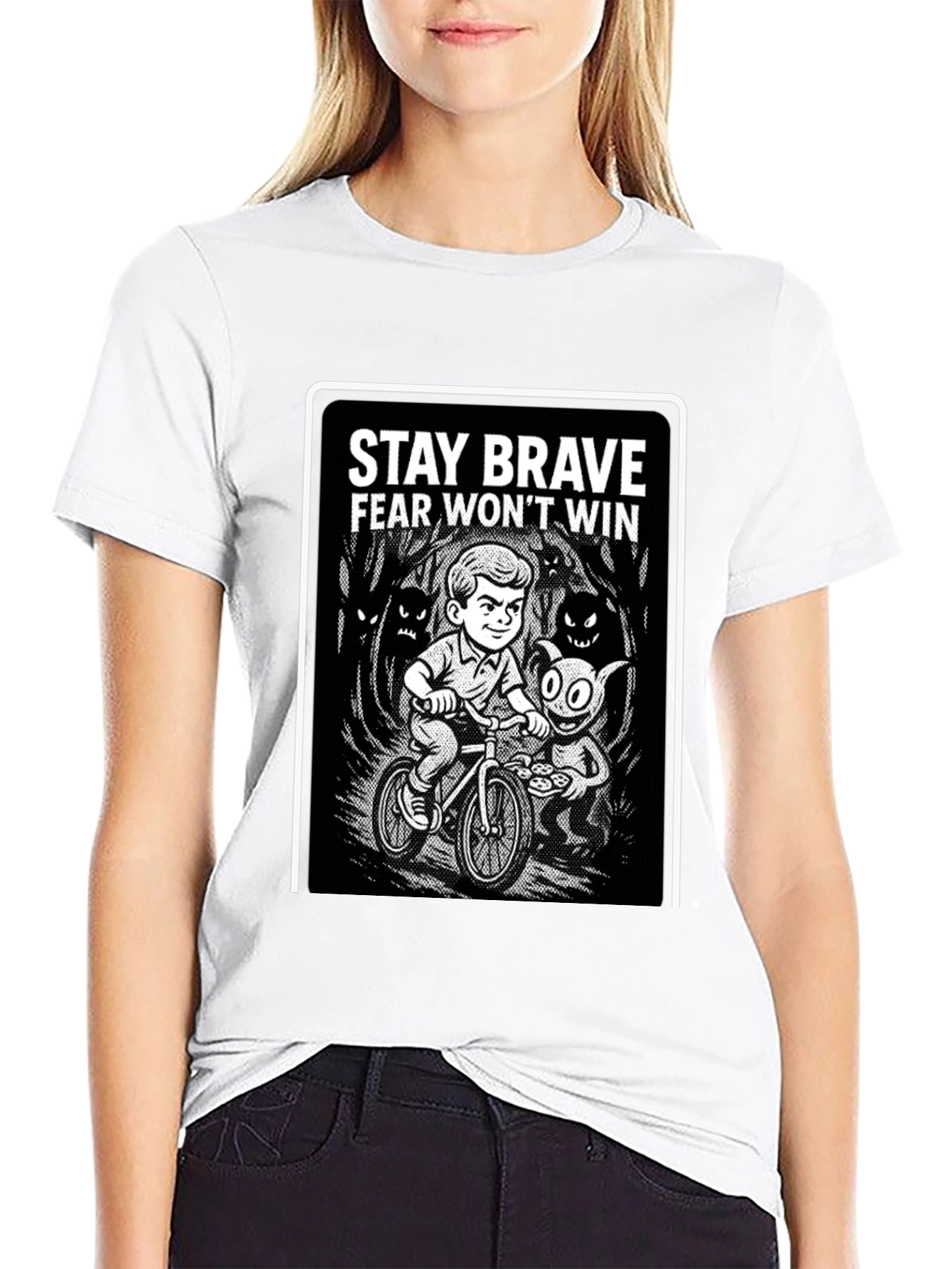 Stay Brave Graphic Black T-Shirt