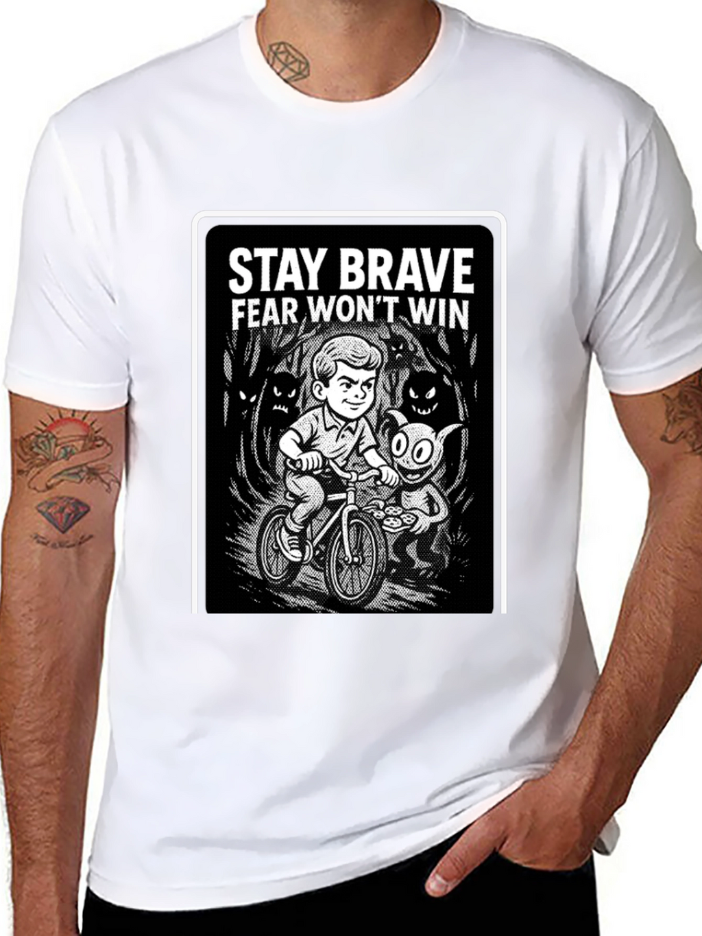 Stay Brave Graphic Black T-Shirt