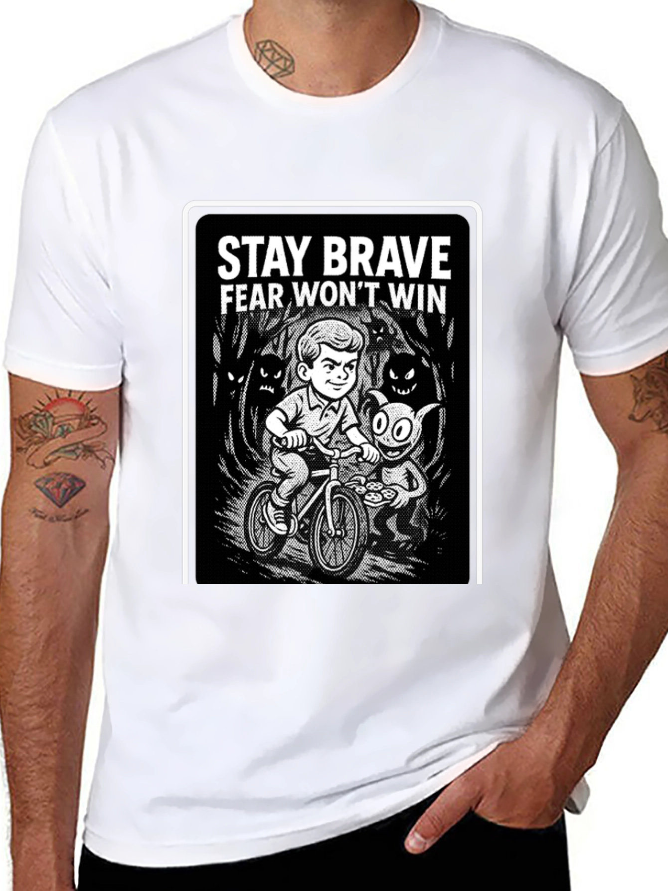 Stay Brave Graphic Black T-Shirt