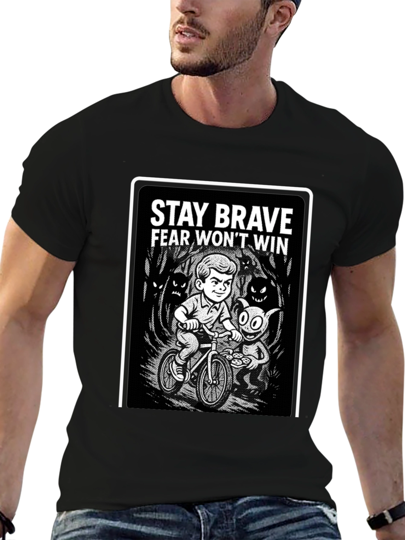 Stay Brave Graphic Black T-Shirt