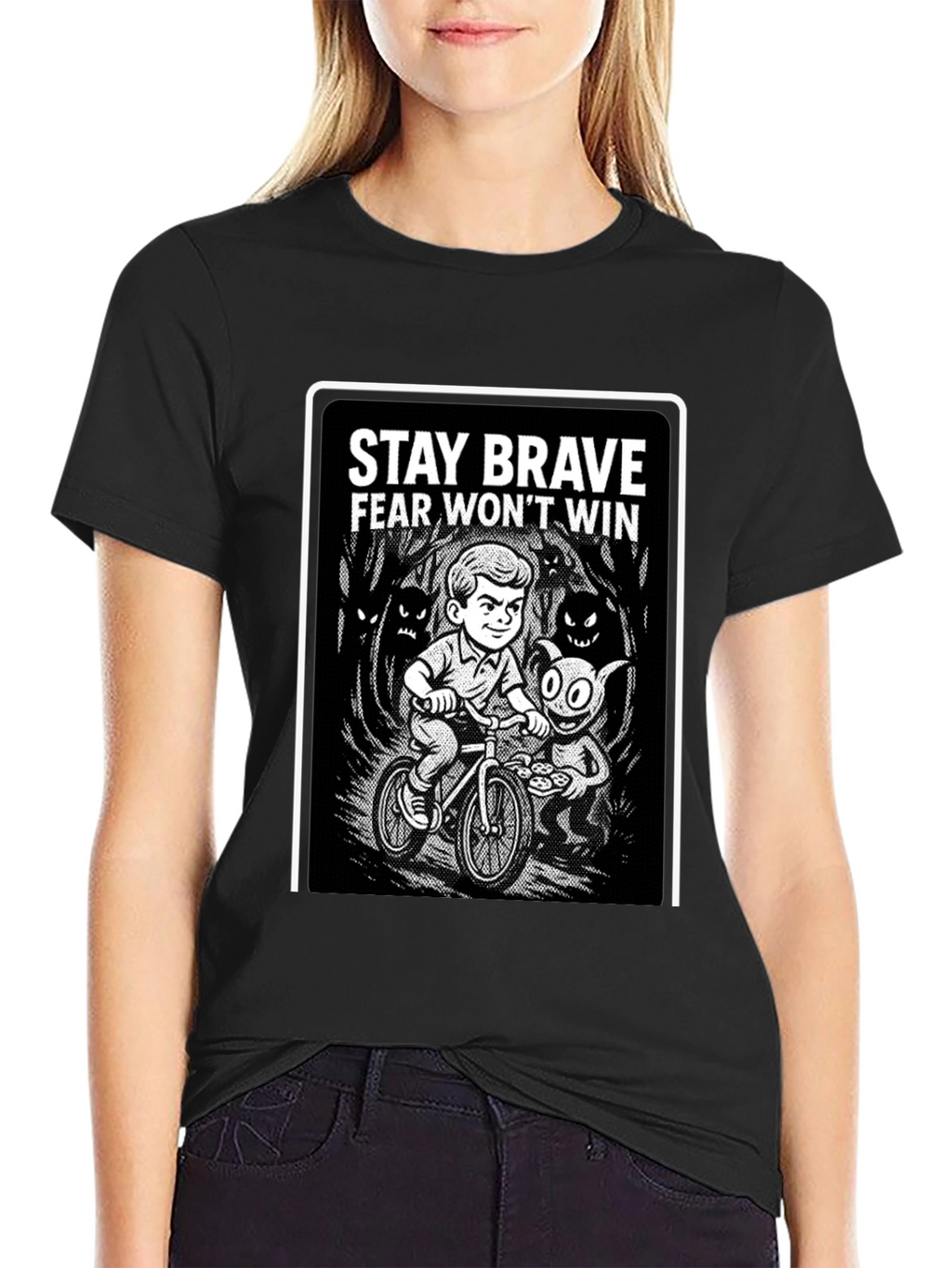 Stay Brave Graphic Black T-Shirt