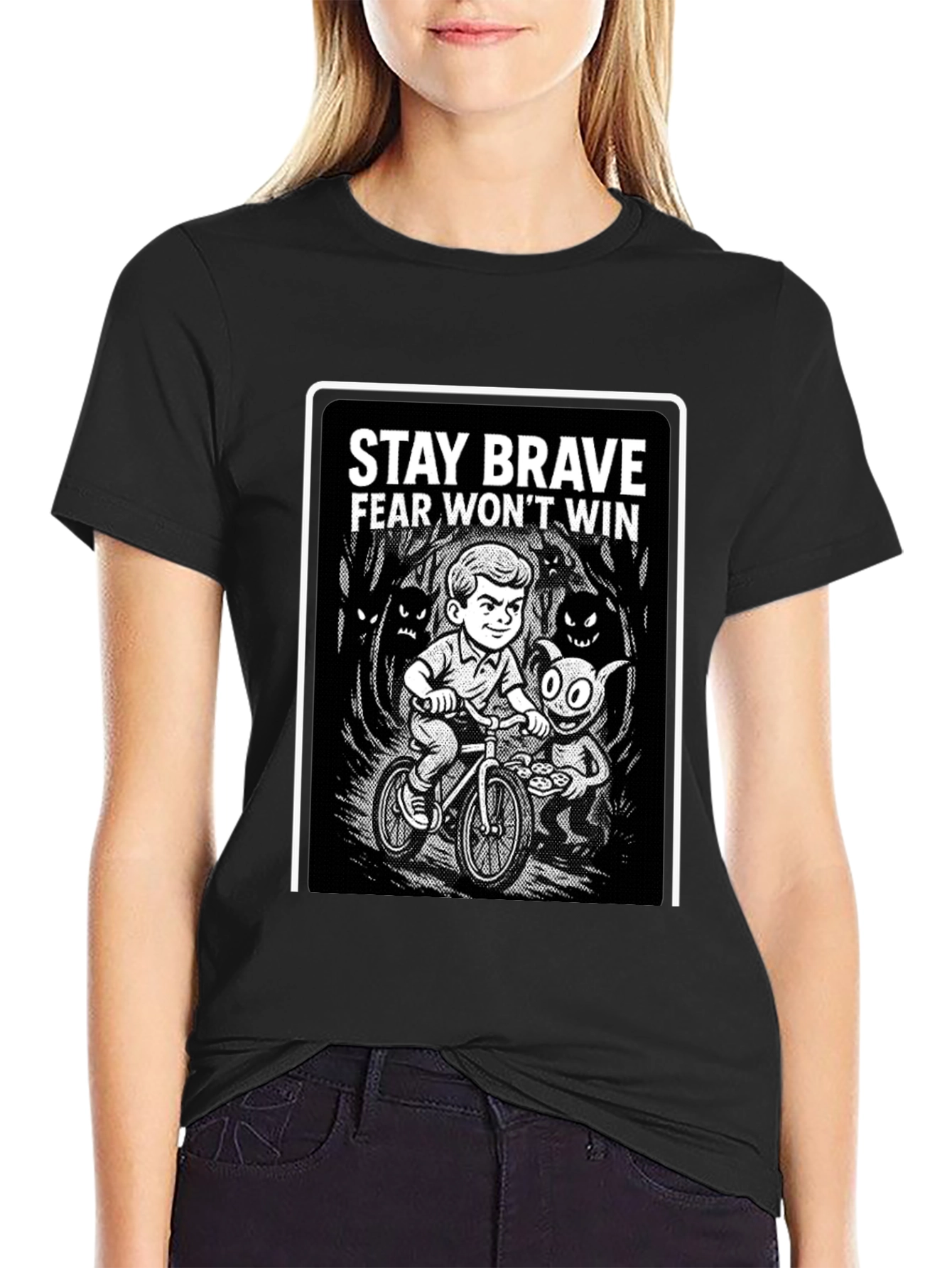 Stay Brave Graphic Black T-Shirt
