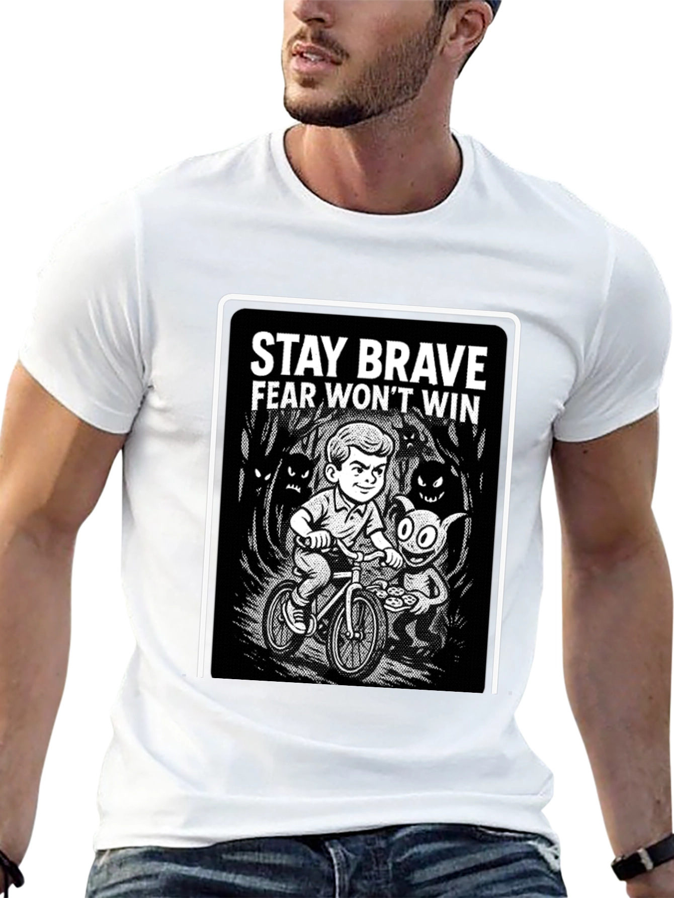 Stay Brave Graphic Black T-Shirt