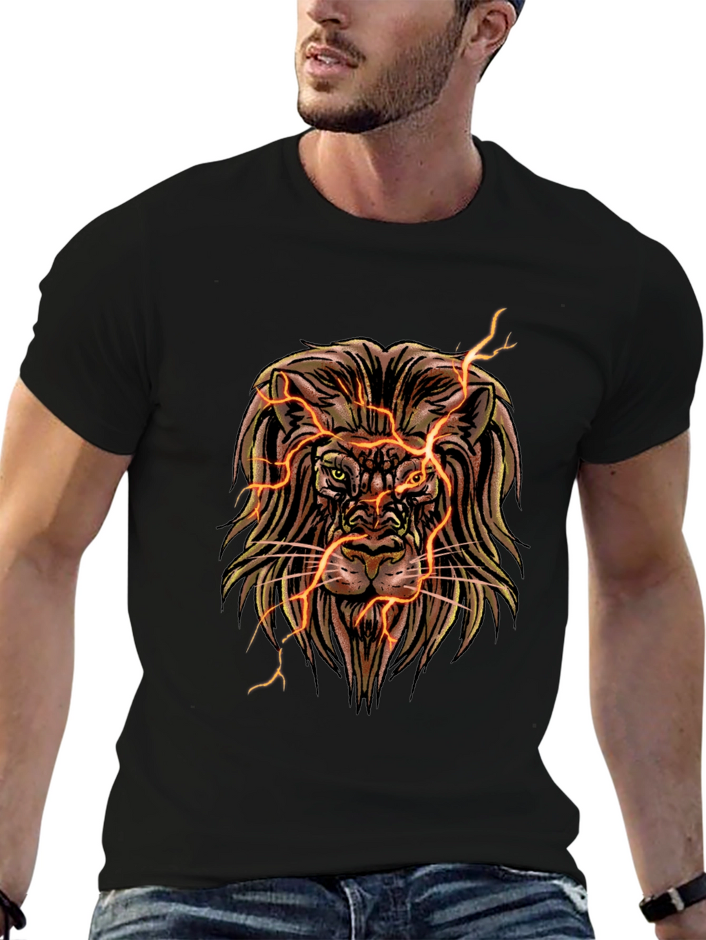 Electric Lion Graphic T-Shirt - Black