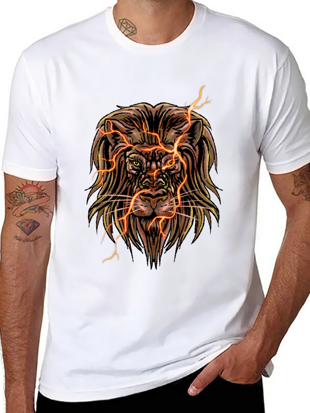 Electric Lion Graphic T-Shirt - Black