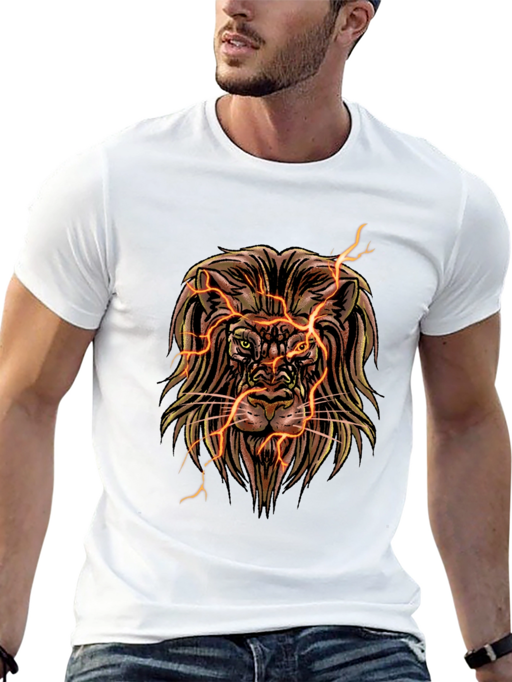 Electric Lion Graphic T-Shirt - Black