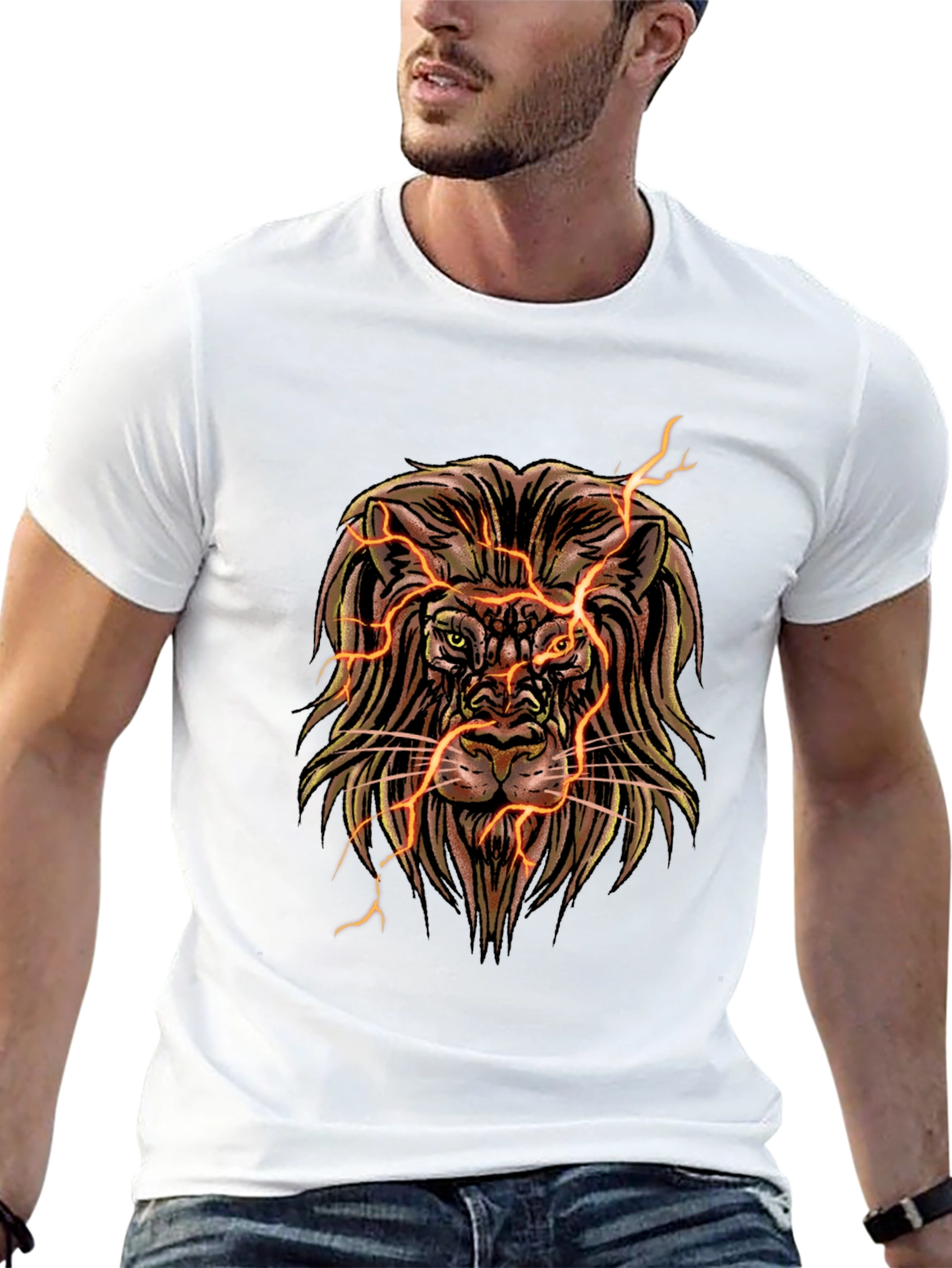 Electric Lion Graphic T-Shirt - Black