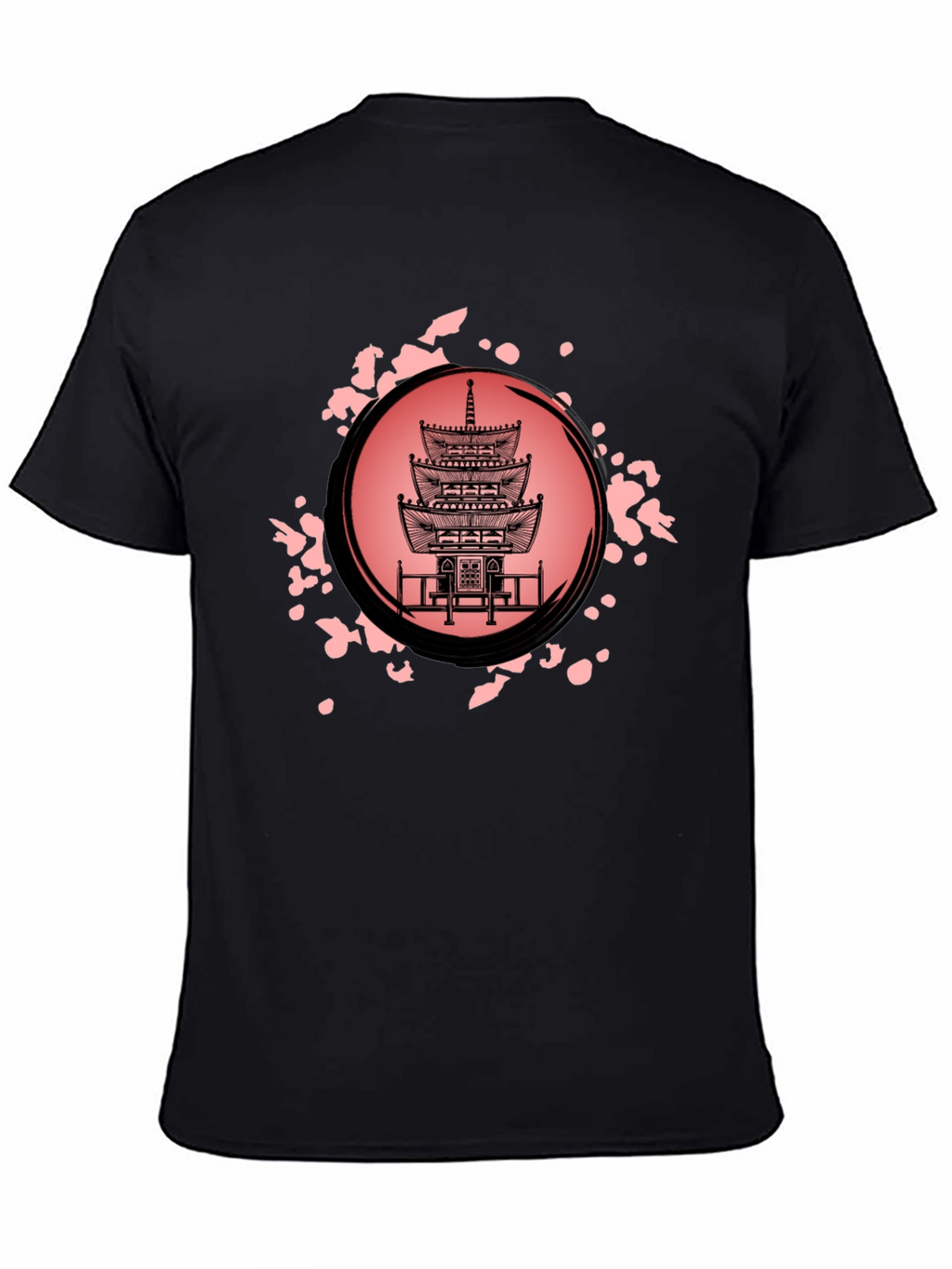 Pagoda Print Black T-Shirt for Men