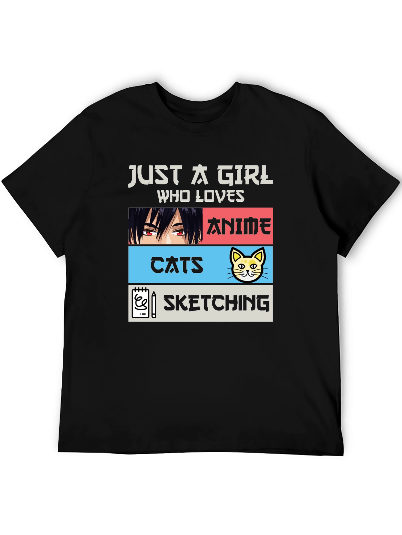 Anime Cats Sketching Girl T-Shirt