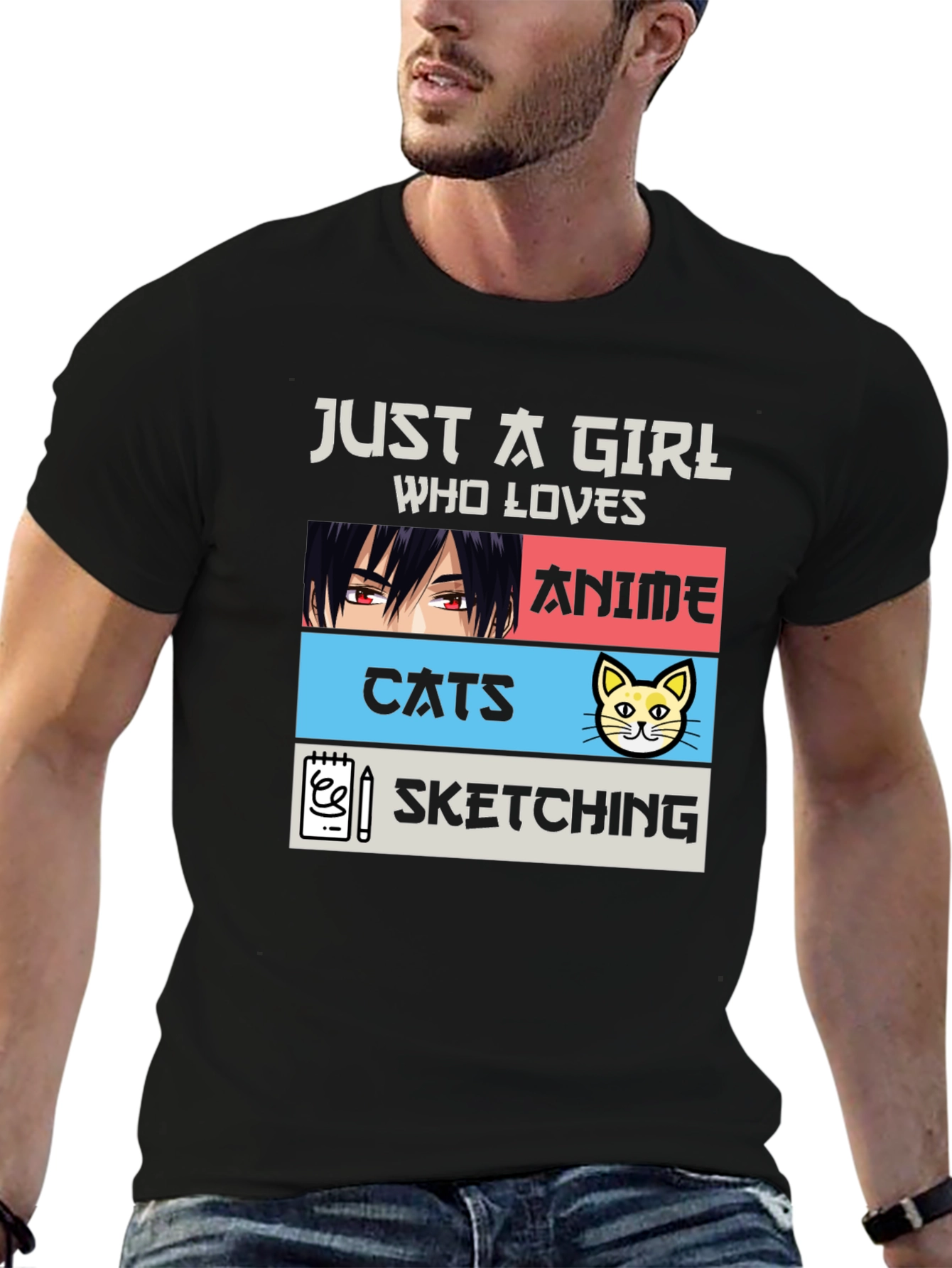 Anime Cats Sketching Girl T-Shirt