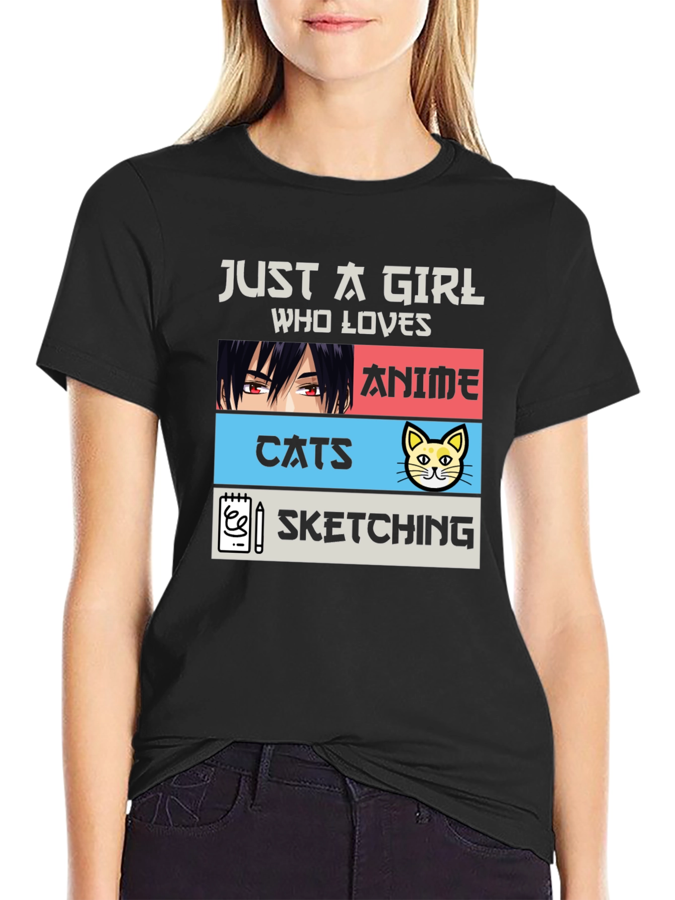 Anime Cats Sketching Girl T-Shirt