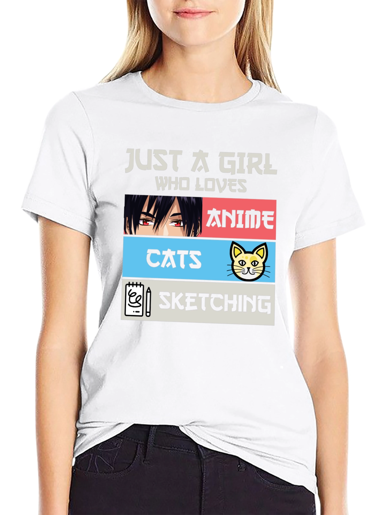 Anime Cats Sketching Girl T-Shirt