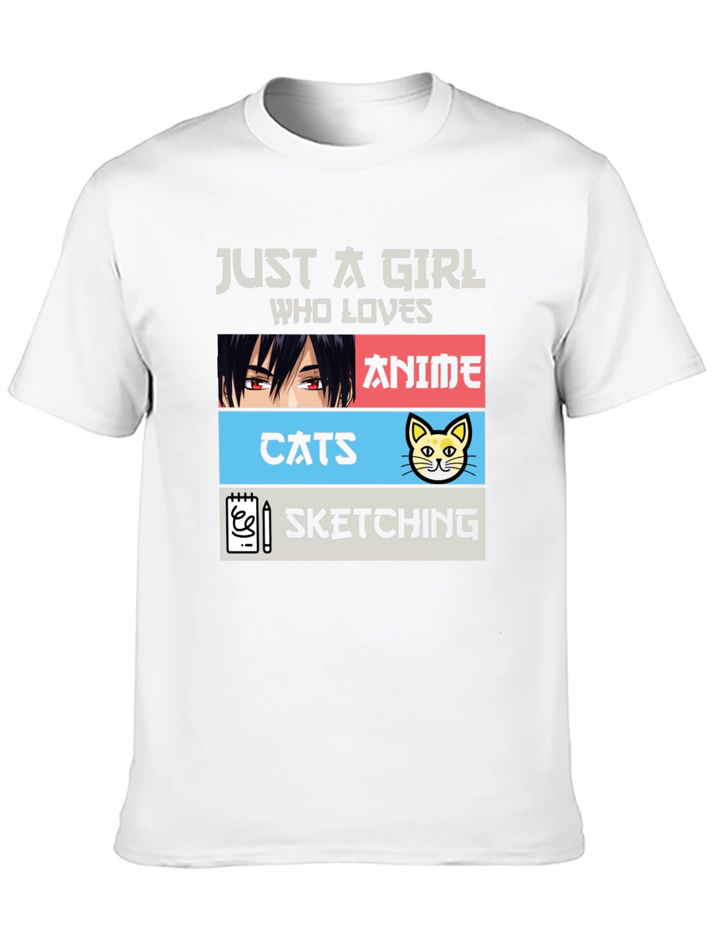 Anime Cats Sketching Girl T-Shirt