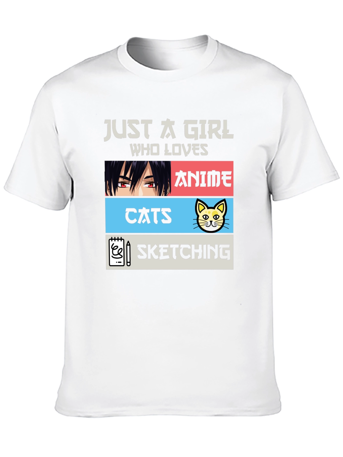 Anime Cats Sketching Girl T-Shirt