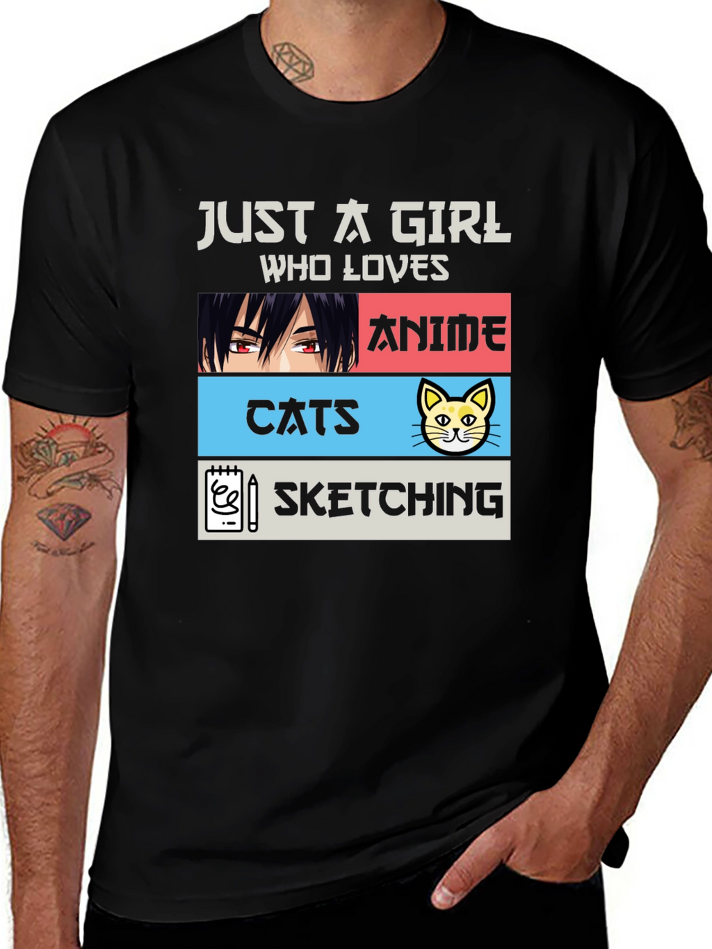 Anime Cats Sketching Girl T-Shirt