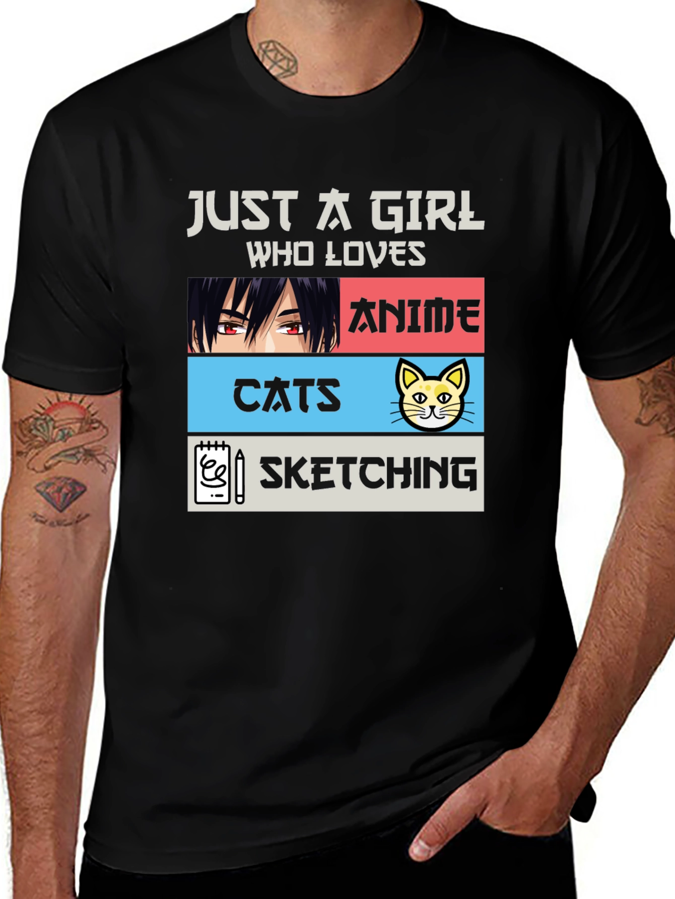 Anime Cats Sketching Girl T-Shirt