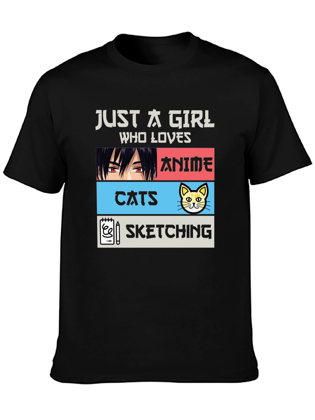 Anime Cats Sketching Girl T-Shirt
