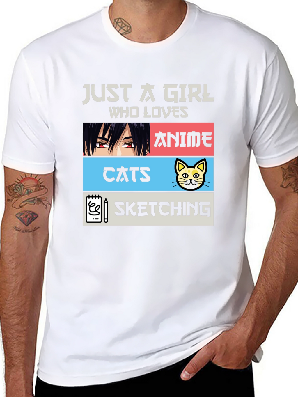 Anime Cats Sketching Girl T-Shirt