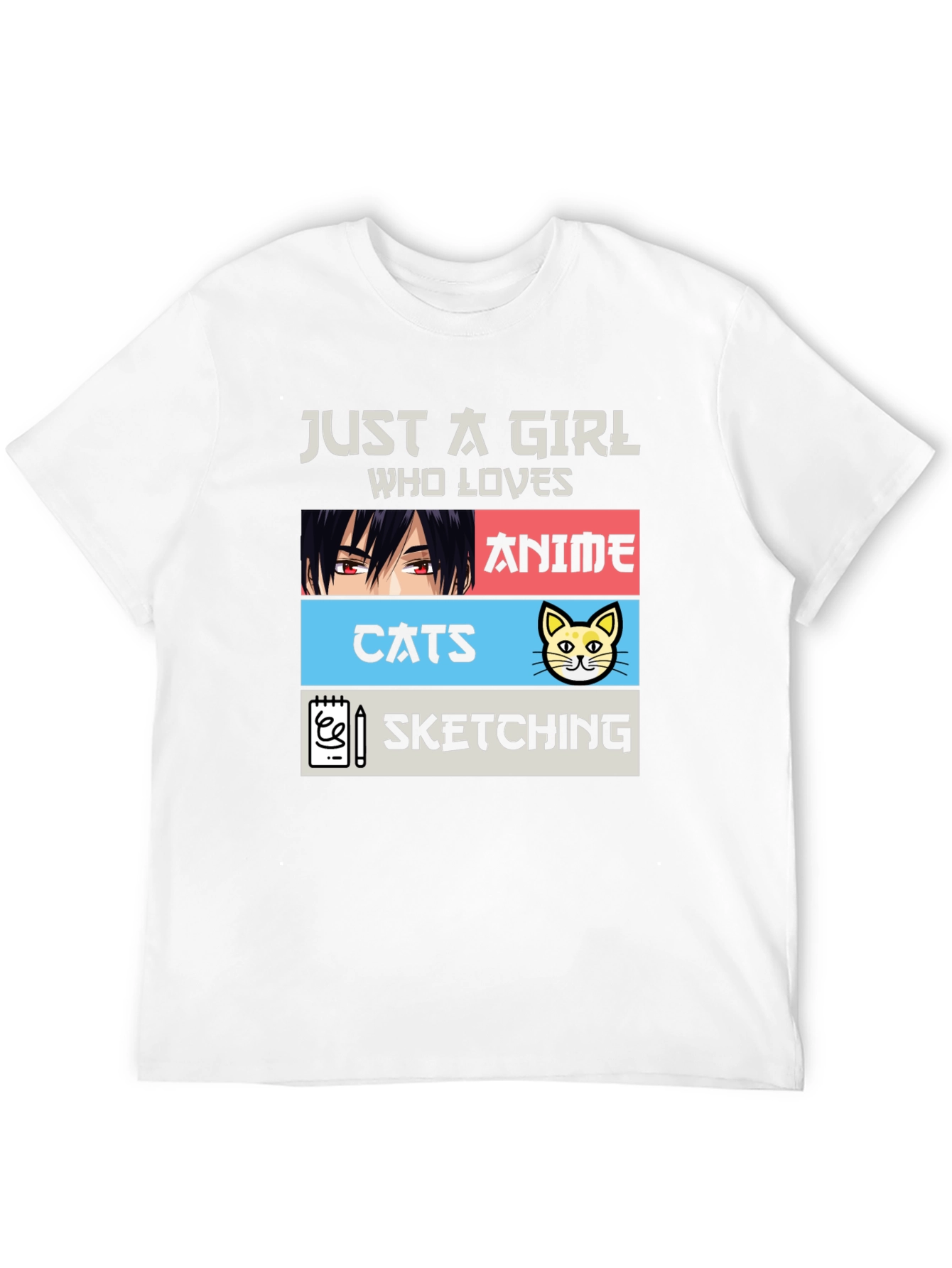Anime Cats Sketching Girl T-Shirt
