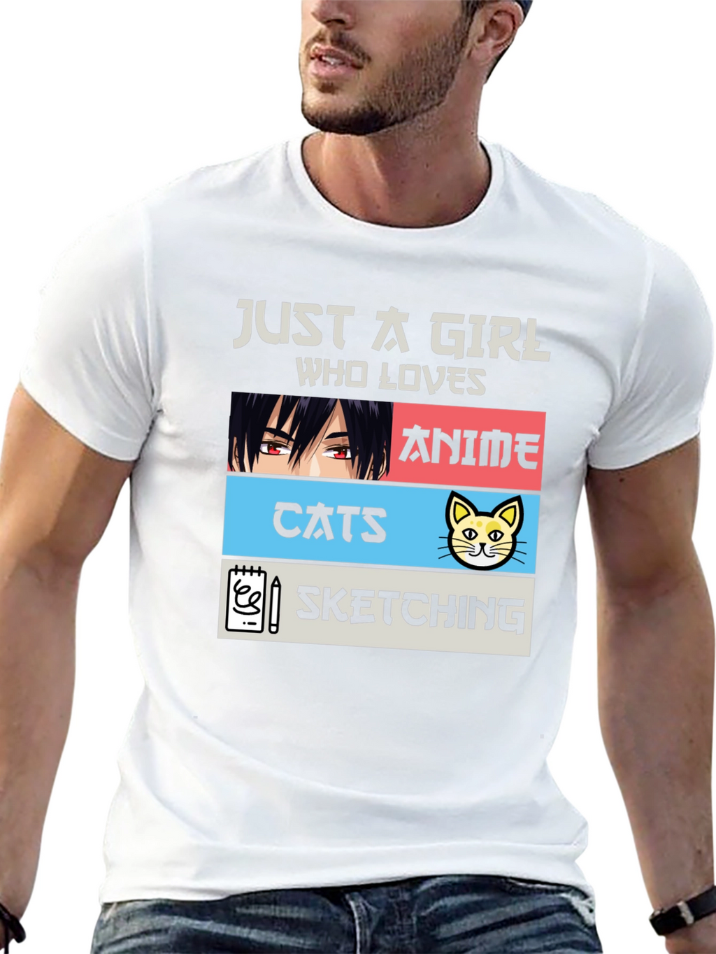 Anime Cats Sketching Girl T-Shirt